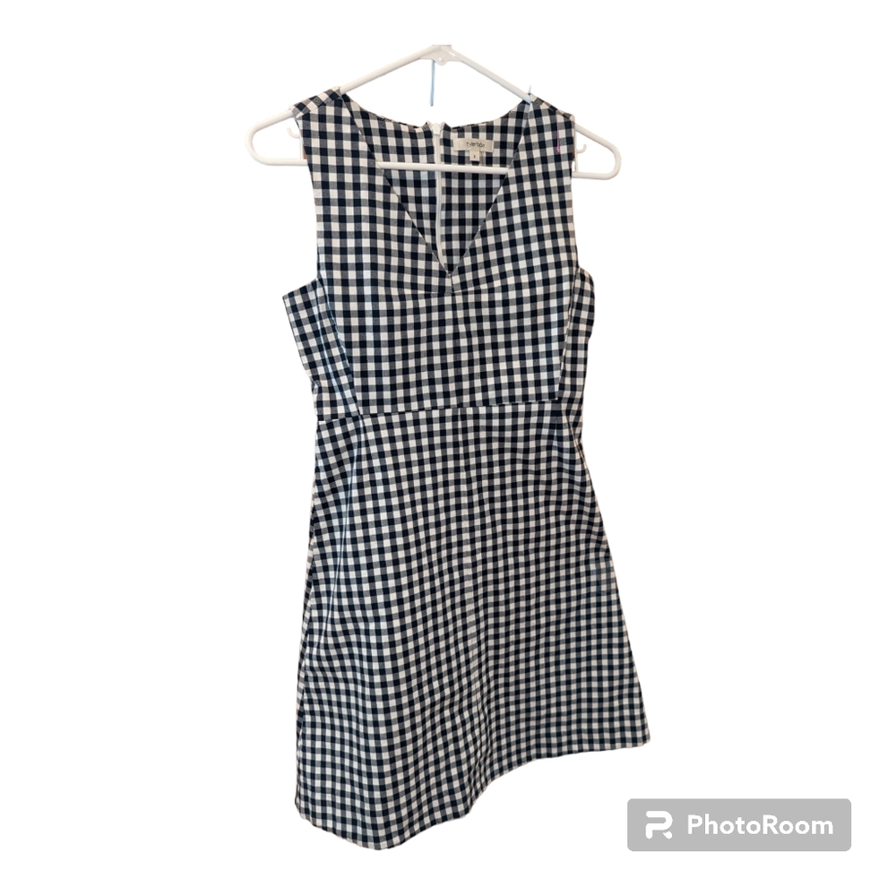 Tyler Boe navy and white gingham check sleeveless dress size 2